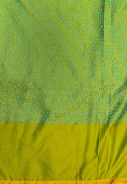 Crepe Silk Saree-Green In Geometric Maze Zari Border
