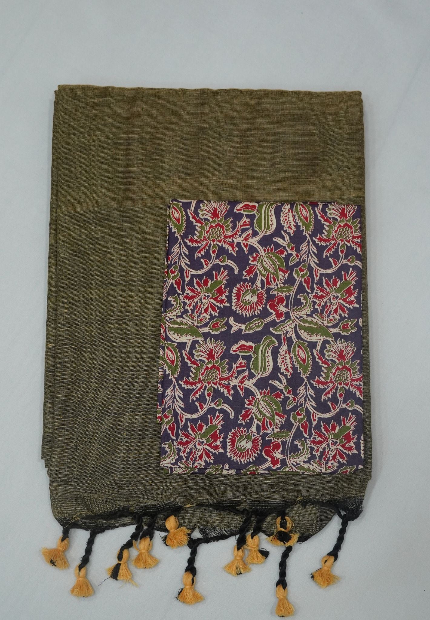 Khadi Cotton Saree - Dark Beige