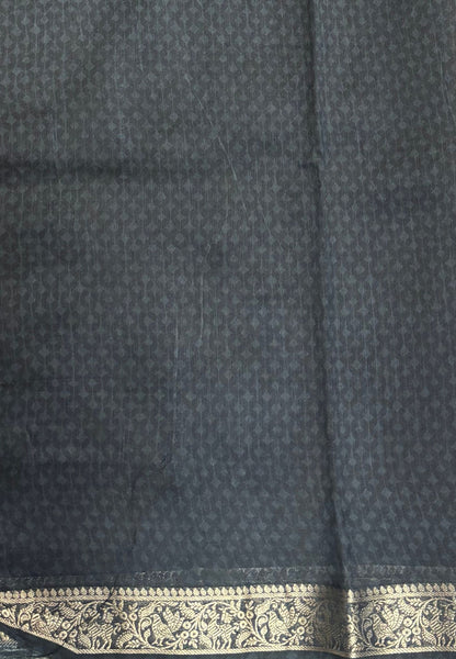 Chanderi Saree-Mustard in Traditional Bird Motif Border