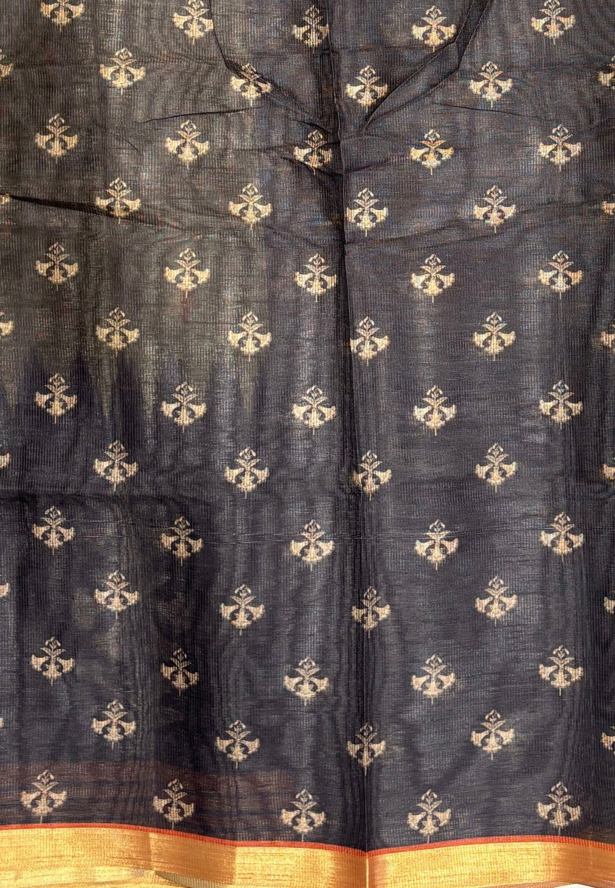 Kota Saree-Olive Green In Multi-Stripe With Contrast Border