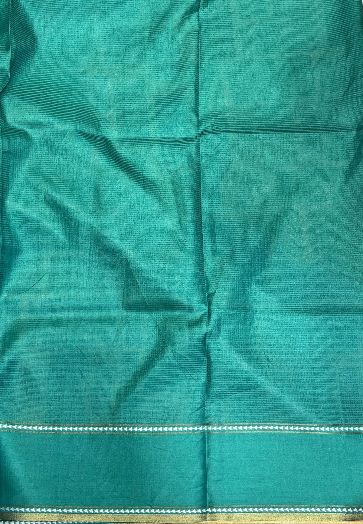 Tussar Saree-Teal Green in Geometric 3D Square Pattern Border