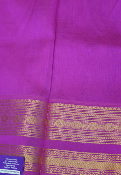 Pure Silk Cotton Saree-Coffee Brown in Golden Zari Checks with Contrast Border