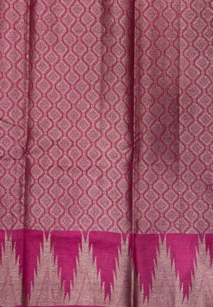 Pure Tussar Saree-Magenta In Tazhalampoo Zari Border