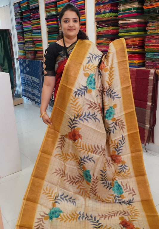 Pure Tussar Saree - Mustard
