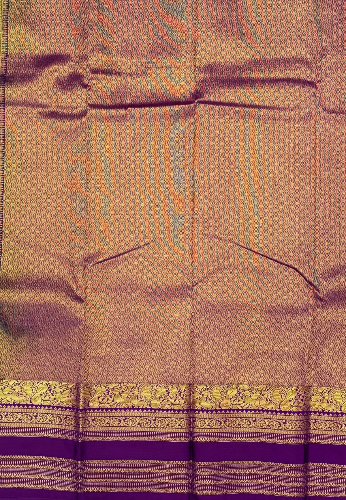 Budget Kanchipuram Saree-Green In Floral Zari Panel Border