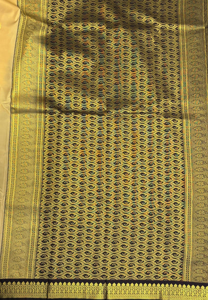 Budget Kanchipuram Saree-Cream with Contrast Border