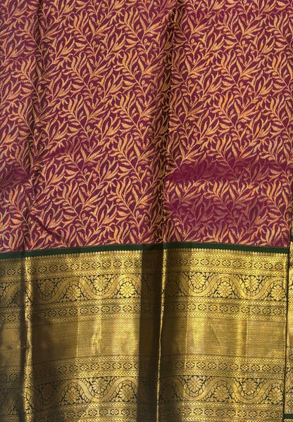 Pure Kanchipuram Silk Saree-Traditional Magenta Pink with Contrast Border