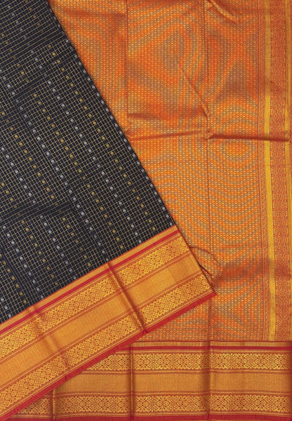 Budget Kanchipuram Saree-Blue In Floral Zari Panel Border