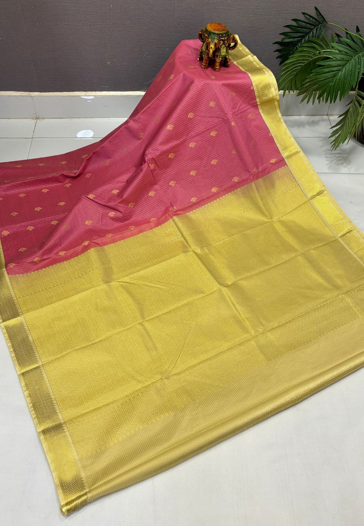 Budget Kanchipuram Saree-Patel Pink with Contrast Border