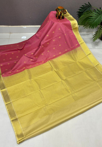 Budget Kanchipuram Saree-Patel Pink with Contrast Border