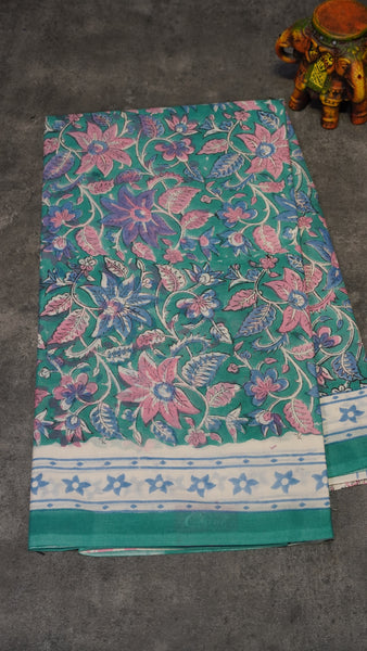Mul Mul Cotton Saree Floral