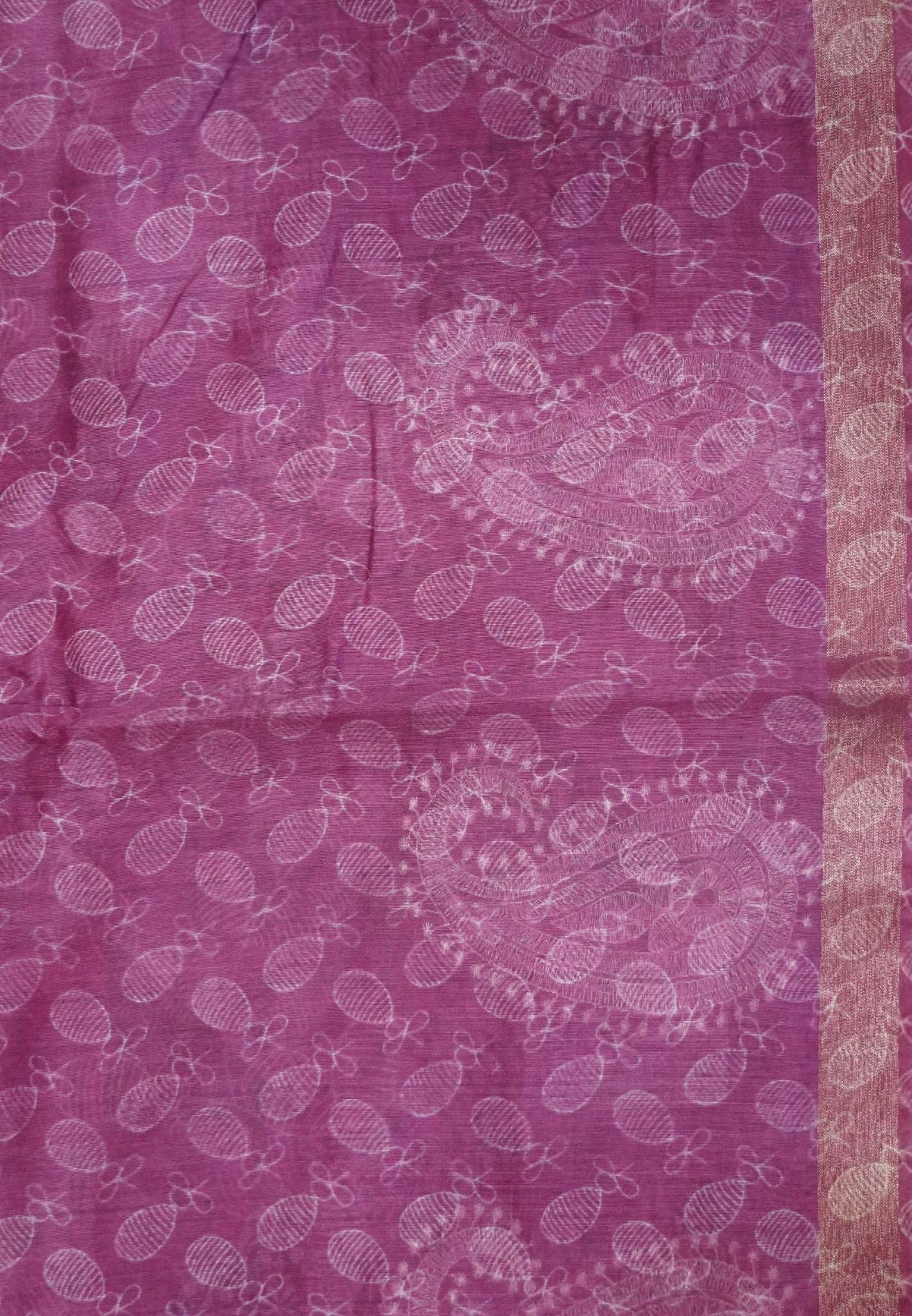 Semi Chanderi Saree-Pink with Manga Embroidery
