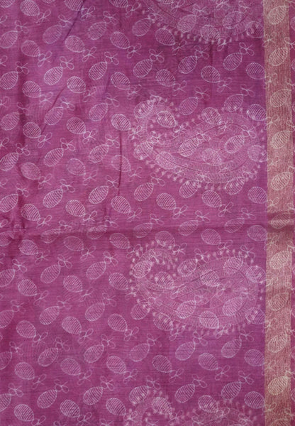 Semi Chanderi Saree-Pink with Manga Embroidery