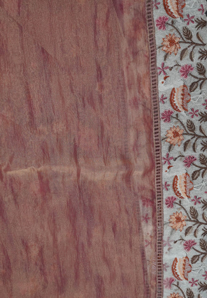 Crush Tissue Saree - Full Embryoid Pink
