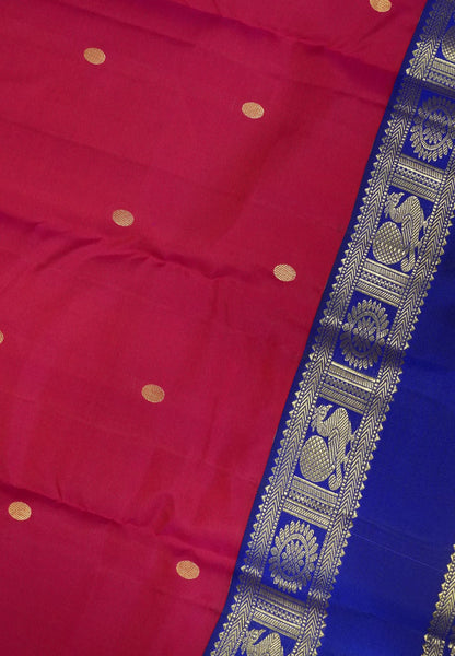 Pure Kanchipuram Silk Saree - Rani pink-Violet with Retapet Border