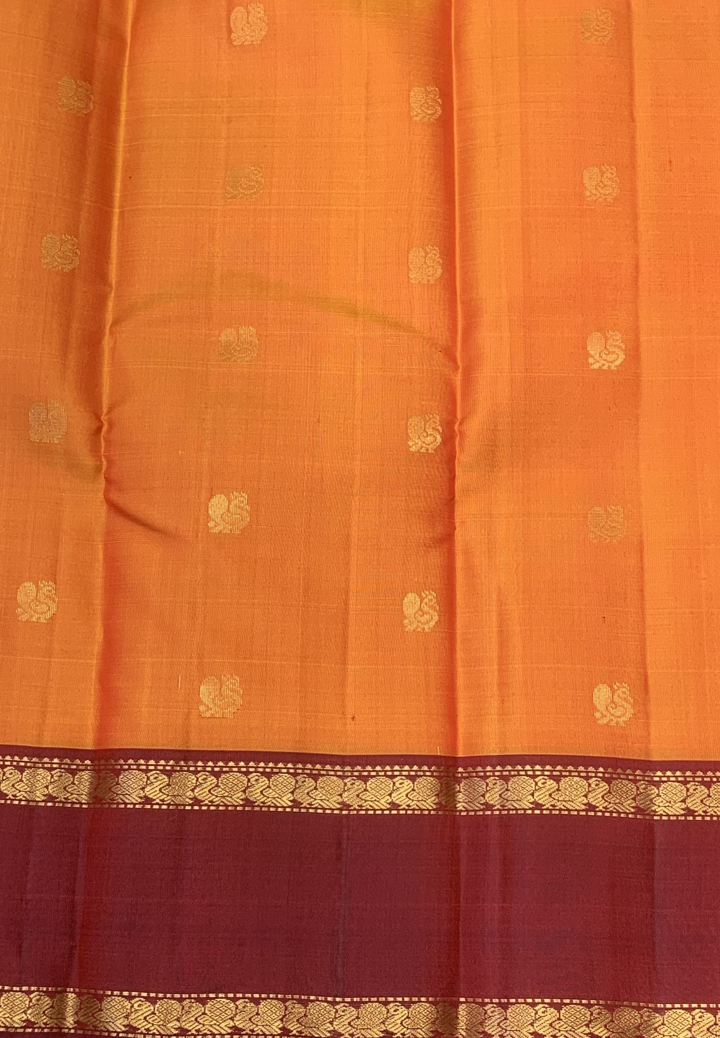 Pure Silk Saree – Mango Yellow with Maroon Border