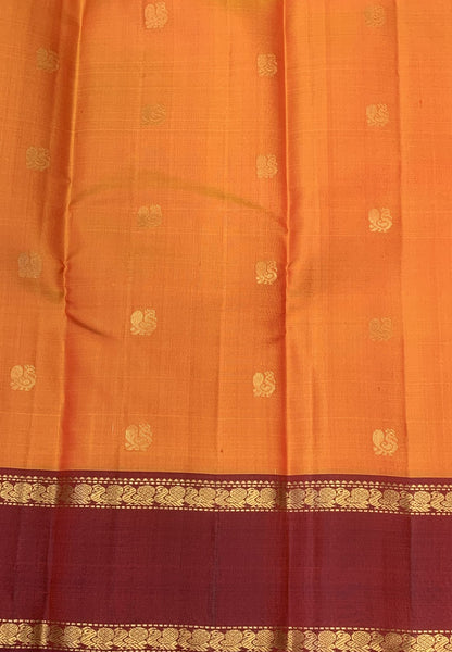 Pure Silk Saree – Mango Yellow with Maroon Border