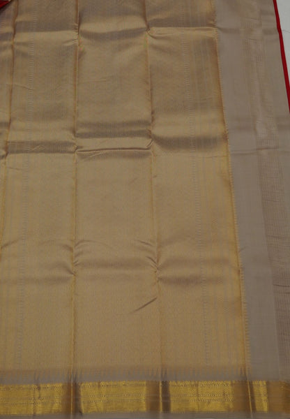 Pure Kanchipuram Silk Saree-Red with Contrast Border