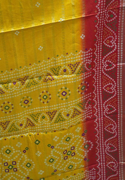 Dola Silk Saree-Mustard with Bandhini Print