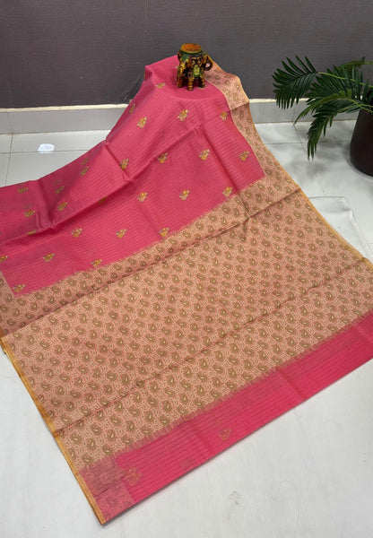 Kota Saree-Light Pink In Manga Paisley Border