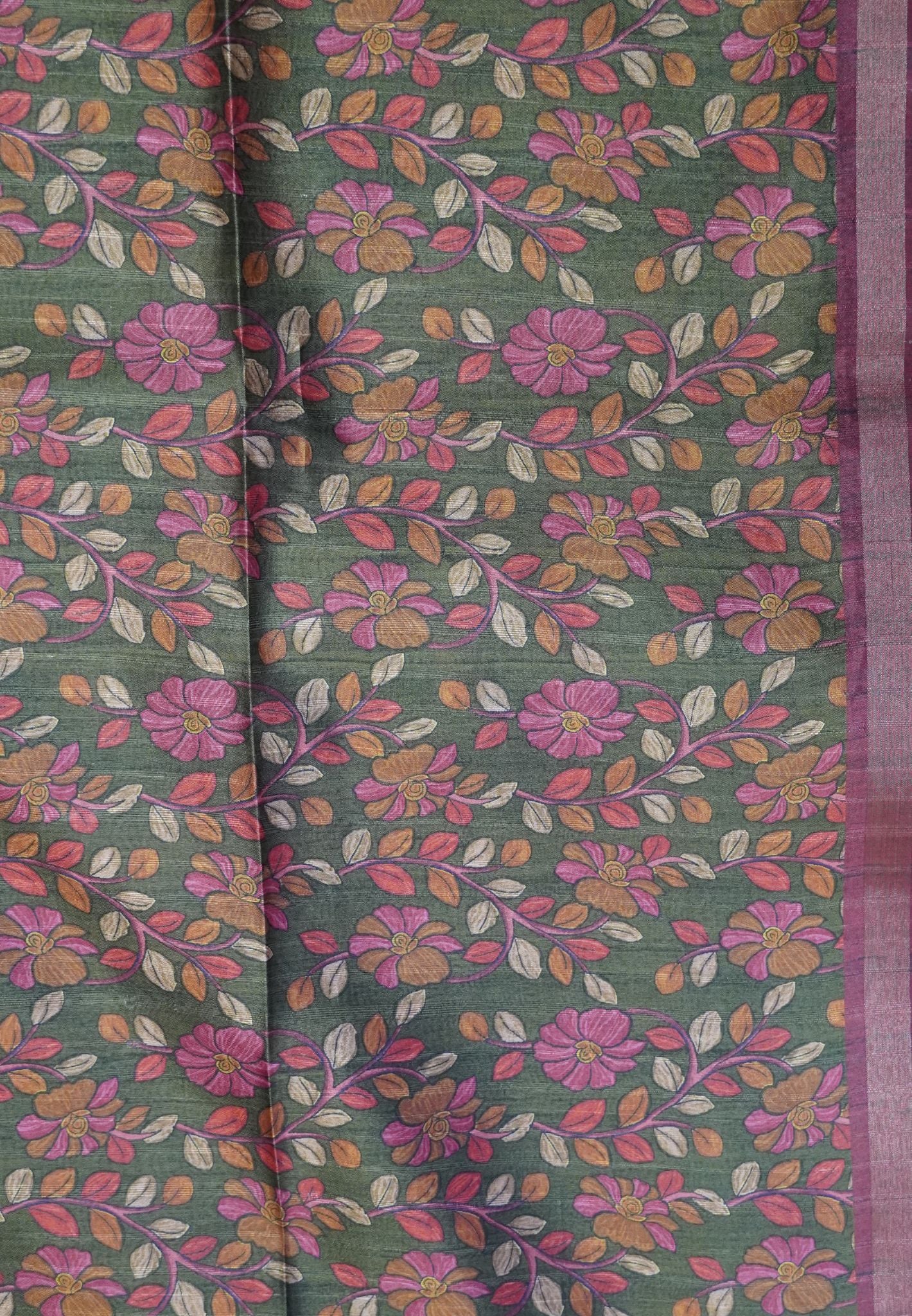 Semi Tussar Saree - Mayil Katch Work Maroon