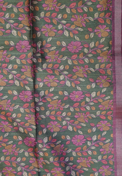 Semi Tussar Saree - Mayil Katch Work Maroon