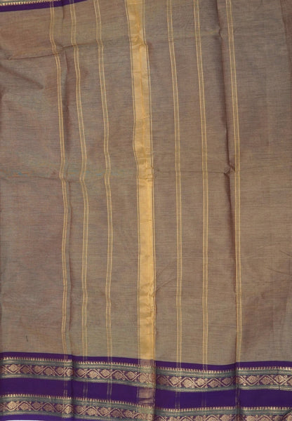 Chettinadu Cotton Saree-Bronze Beige with Contrast Zari Border