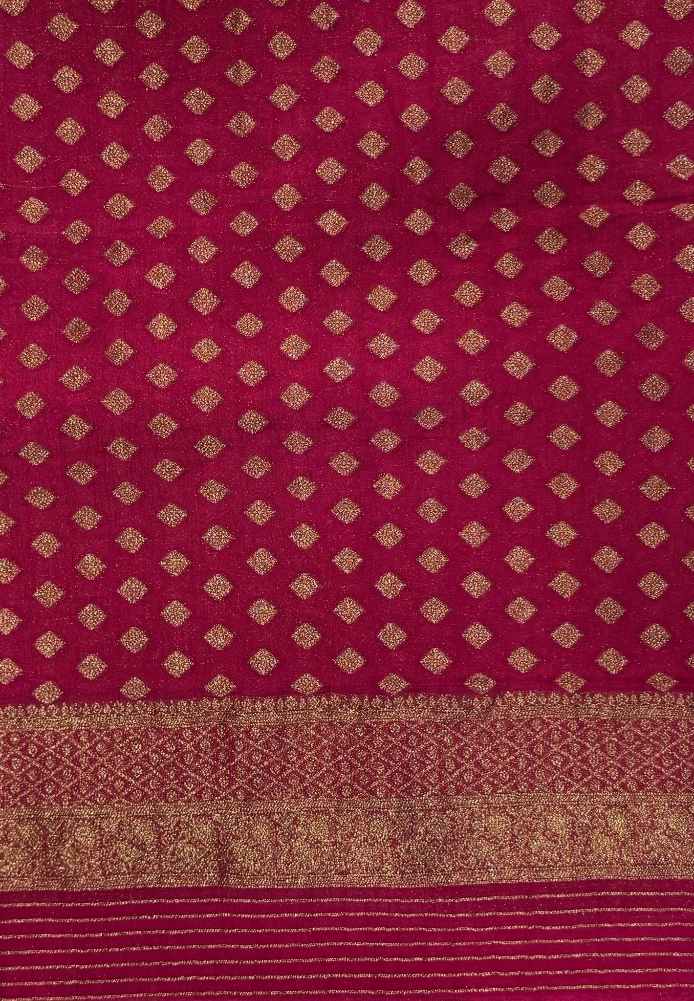 Banarasi Georgette Saree-Yellow with Contrast Retapet Border