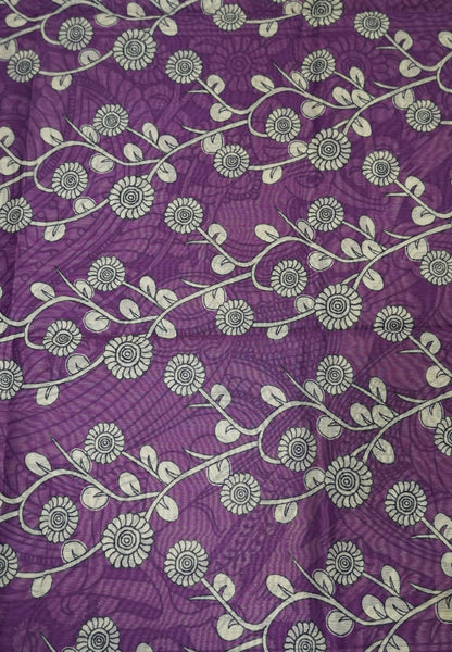 Chanderi Saree - Purple with penn kalamkari print