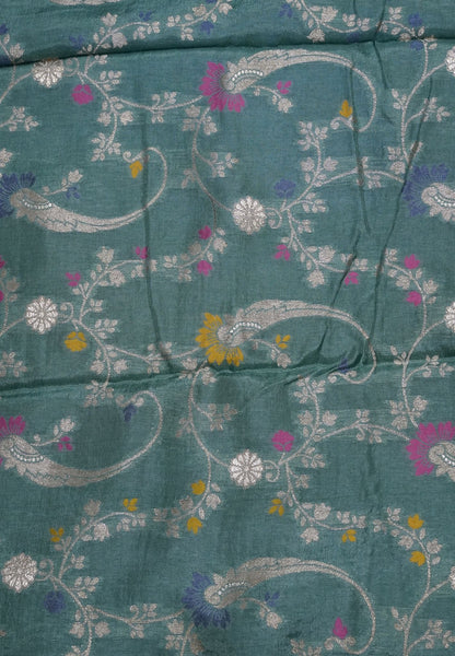 Semi Mysore Silk Saree - Light Sea Green with Small Border