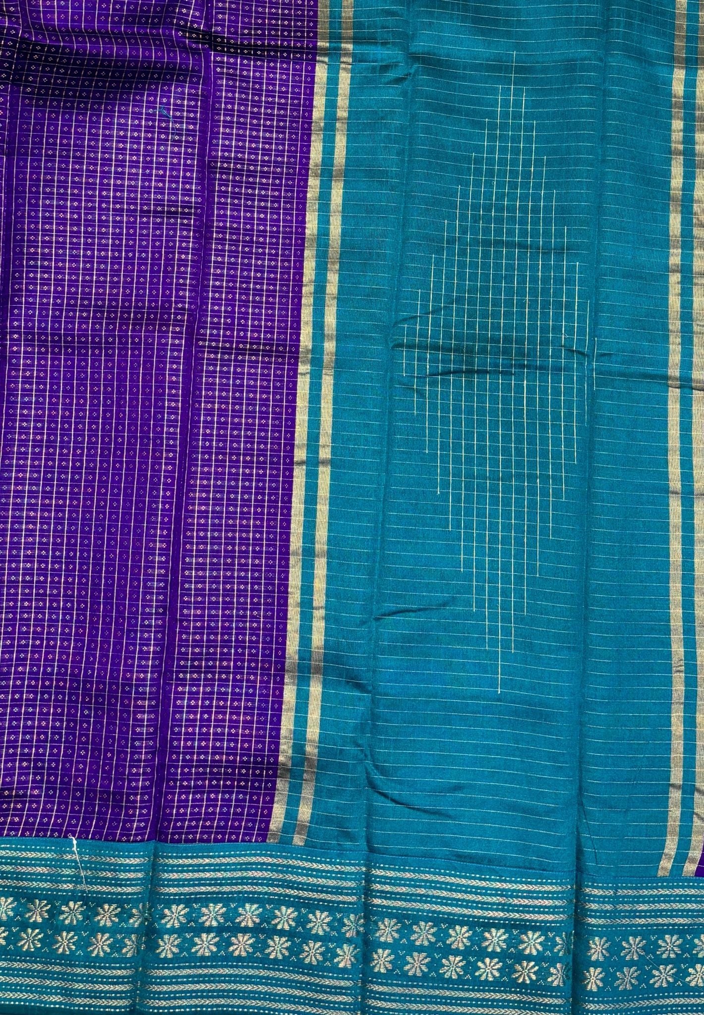 Raw Silk Saree-Violet in 1000 Butta with Contrast Zari Border