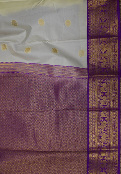Semi Silk Saree-Off White with Contrast Zari Border