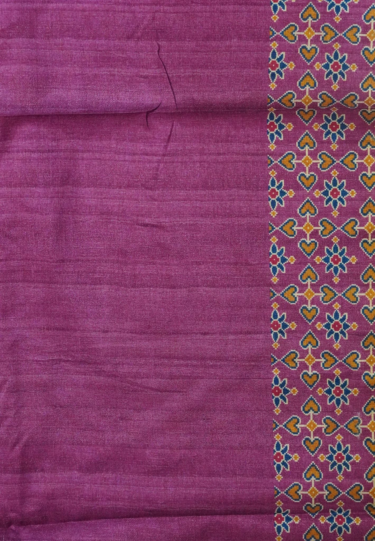 Soft Semi Tussar Saree-Purple with Patola Print