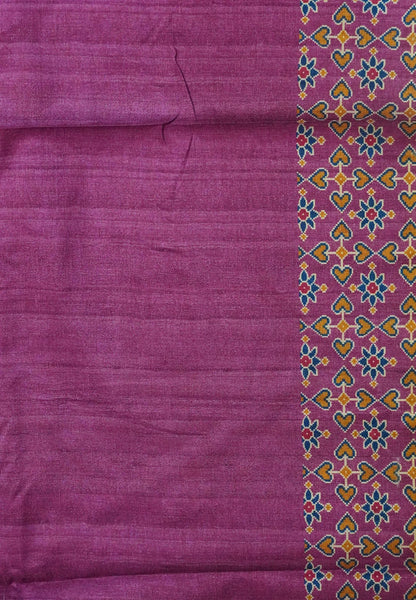 Soft Semi Tussar Saree-Purple with Patola Print