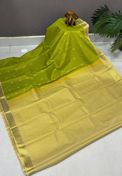 Budget Kanchipuram Saree-Light Green with Contrast Border