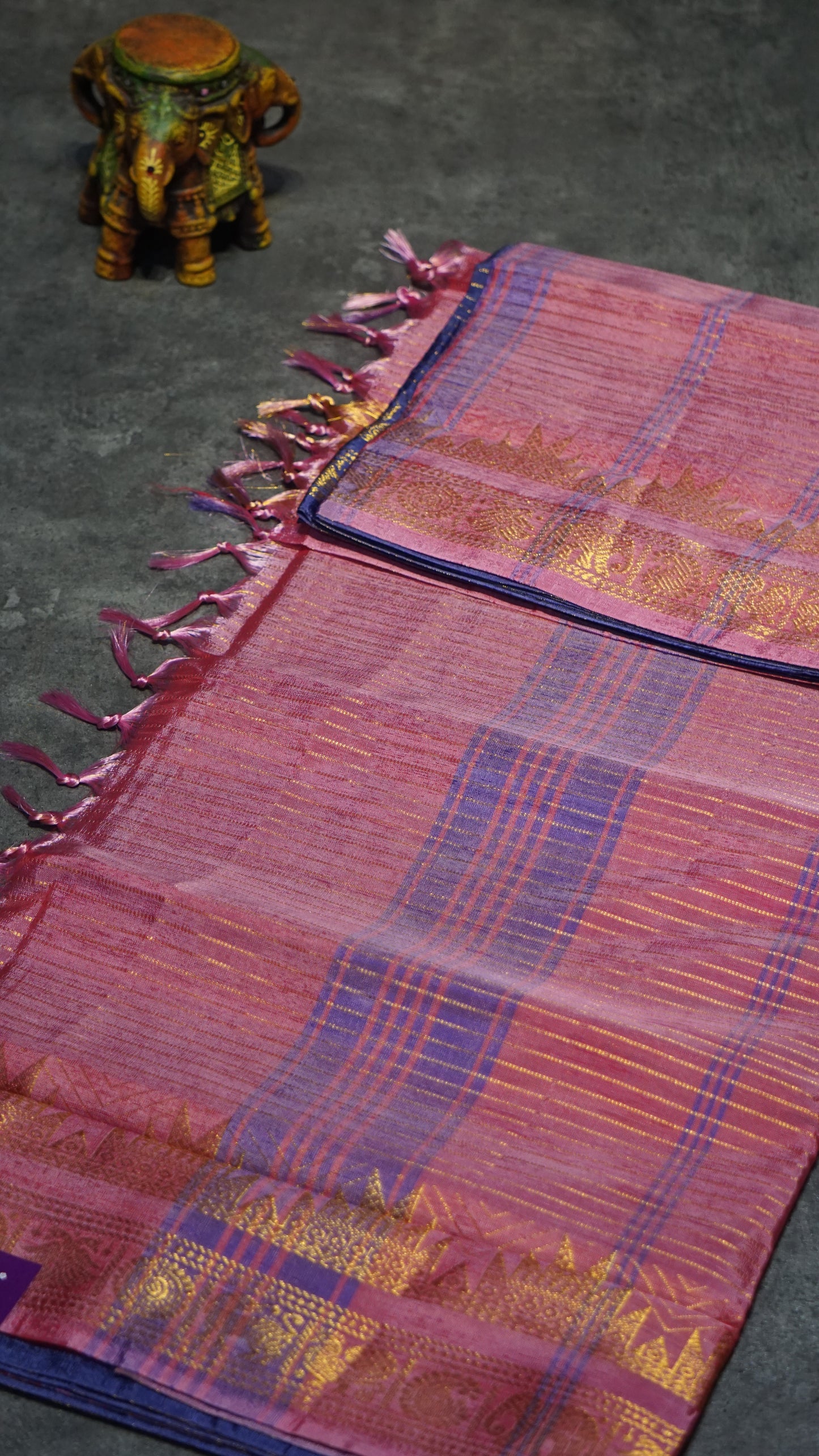 Vazhai Naaru Pattu Saree Veldhari Lavender to Light Pink