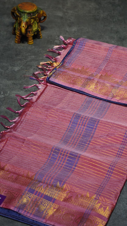 Vazhai Naaru Pattu Saree Veldhari Lavender to Light Pink