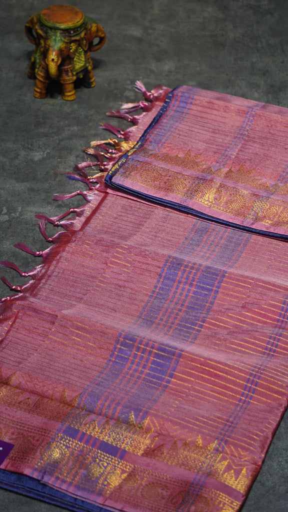 Vazhai Naaru Pattu Saree Veldhari Lavender to Light Pink
