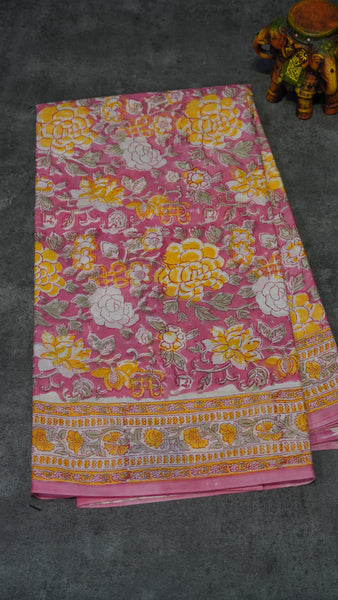 Mul Mul Cotton Saree Floral