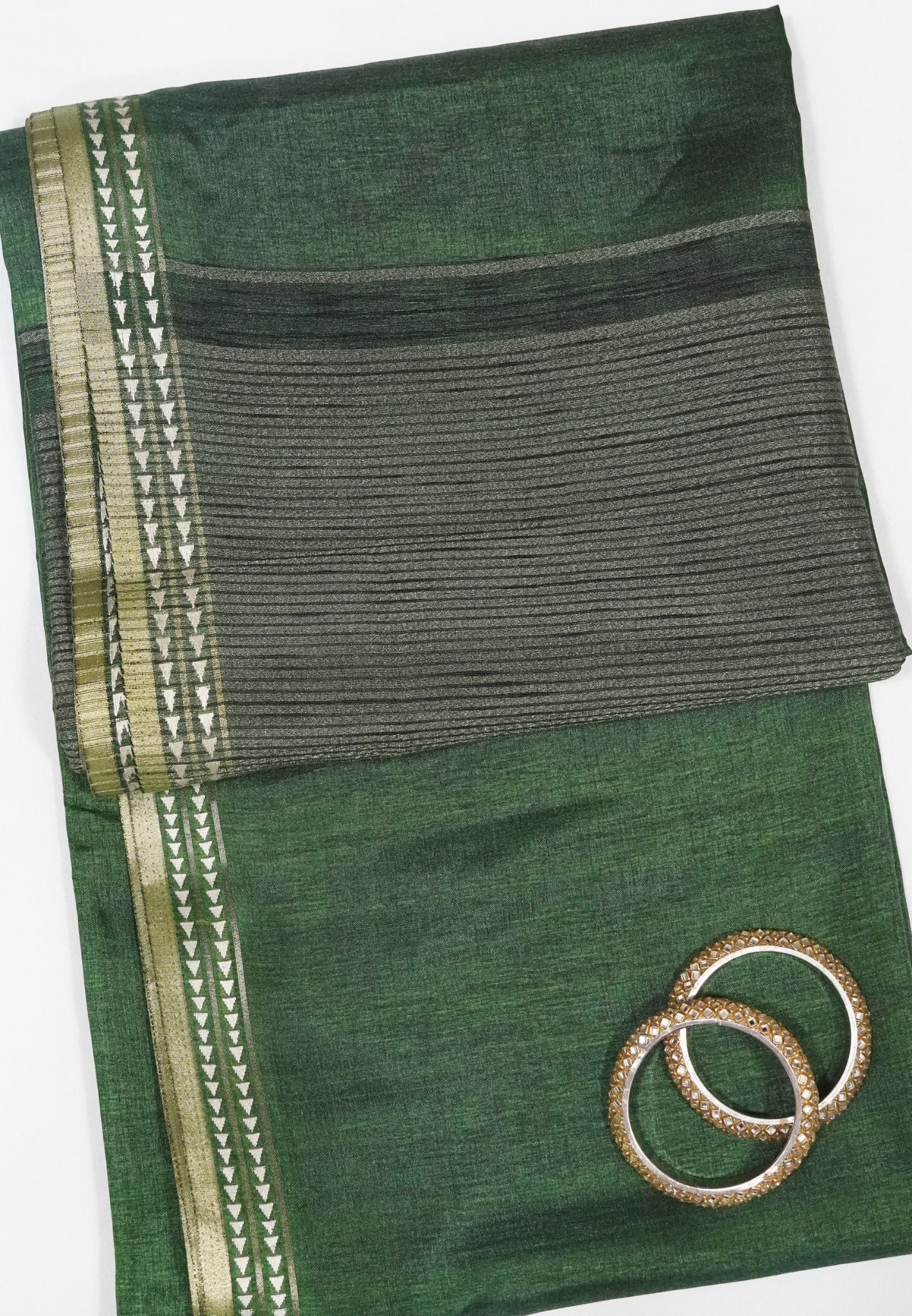 Mulberry Silk Saree- Mini Tower Border Green