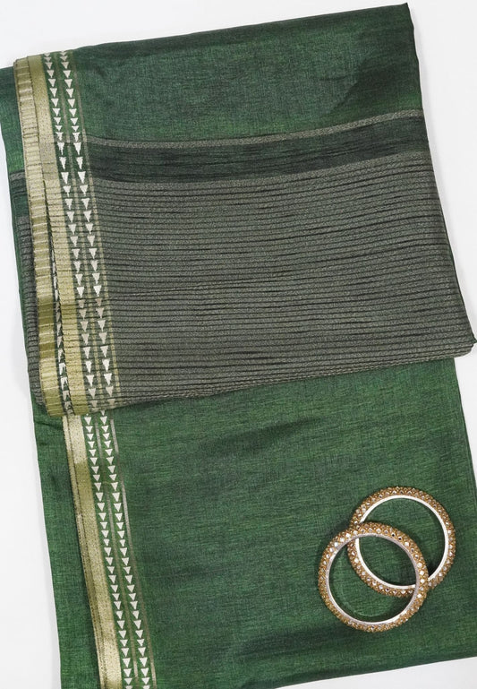 Mulberry Silk Saree- Mini Tower Border Green