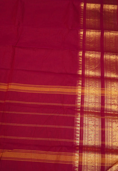 Chettinad Cotton Saree-Magenta with Double Border
