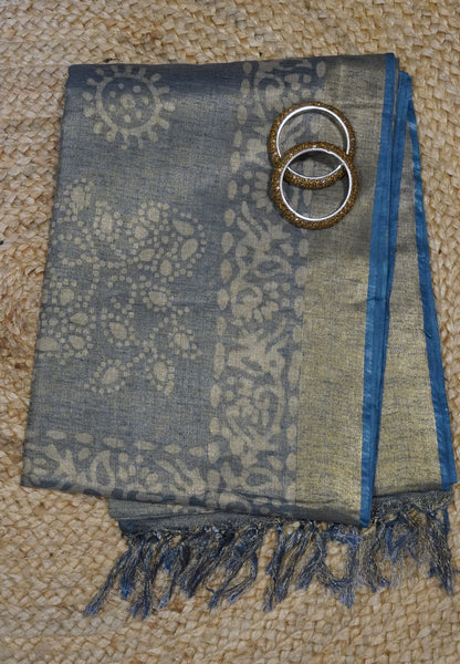 Bhagalpur Tissue Saree - Metalic Blue