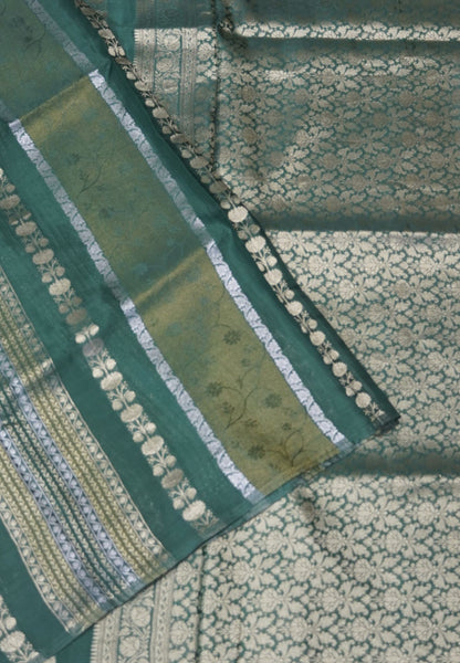 Banarasi Crepe Saree-Green