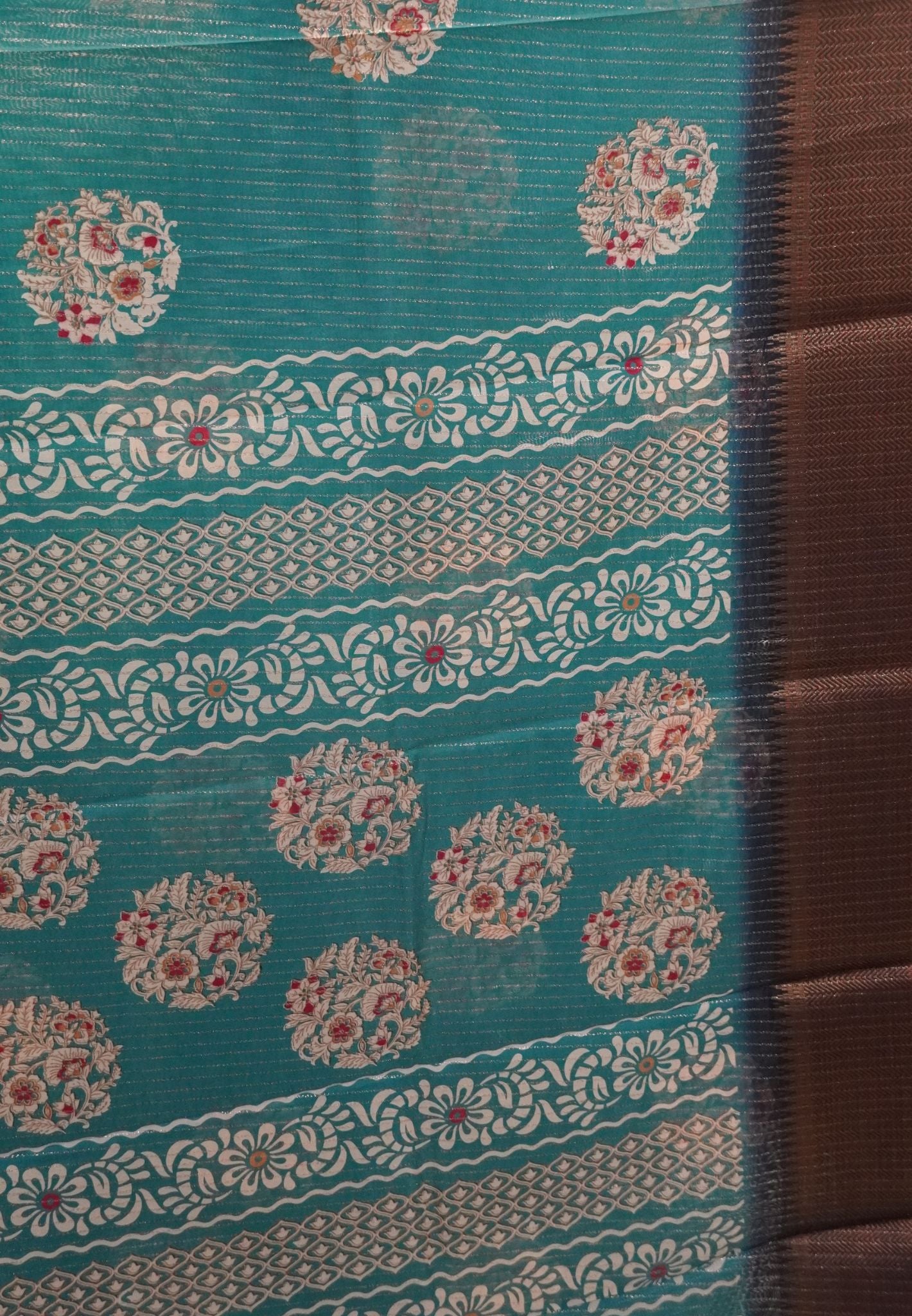 Semi Dola silk saree-Ramar blue with zari lines