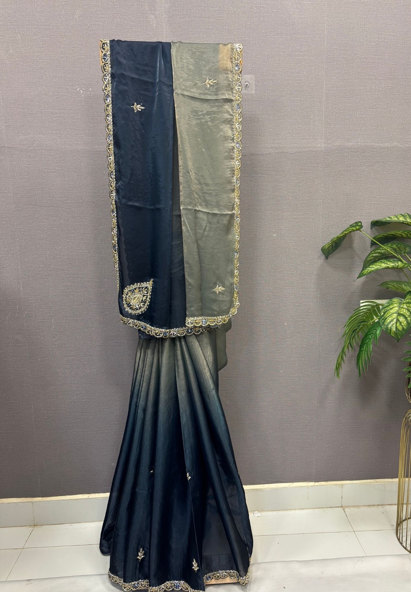Designer Saree-Space Blue