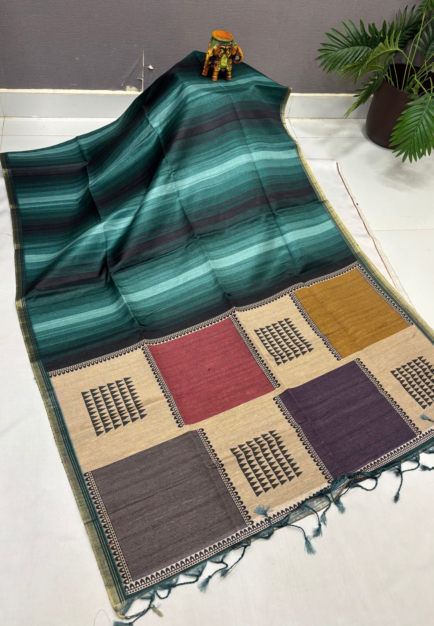 Matka Tussar saree -Green