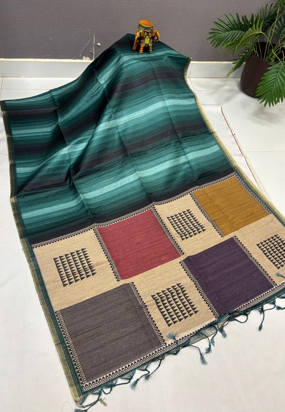 Matka Tussar saree -Green