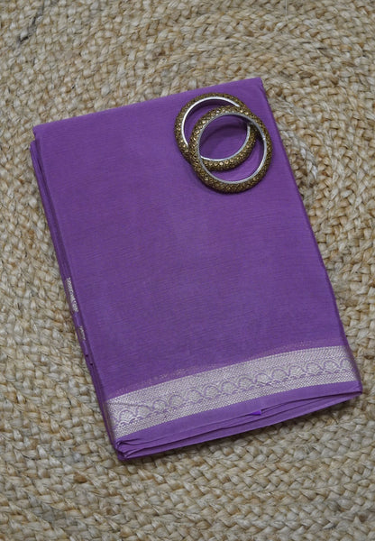Semi Mysore Silk Saree - Light Purple with Small Border