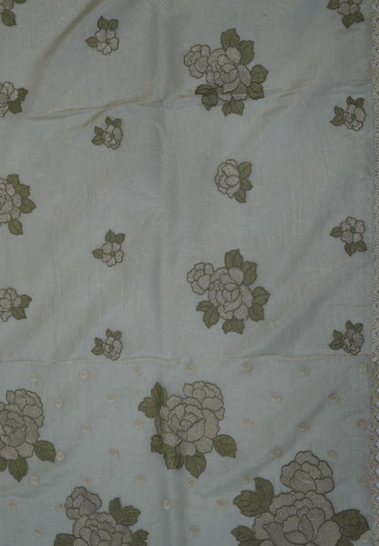 Paper Work Saree - Metalic Green